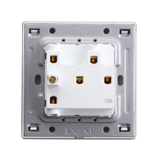AC 110~250V 1 Gang 1Way LED Light Control Wall Mount Switch With 3 Pole Socket
