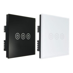 AC 250V Tempered Glass Wall Switch Panel - Three Switch Single Control AC 250V Tempered Glass Wall Switch Panel - Three Switch Single Control