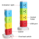 Four Tiers Rotating Socket Patch Panel USB Plug Board Surge Protection Power Strip