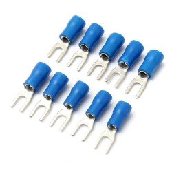 10PCS Blue Insulated Fork Wire Connector Electrical Crimp Terminal 16-14AWG 10PCS Blue Insulated Fork Wire Connector Electrical Crimp Terminal 16-14AWG