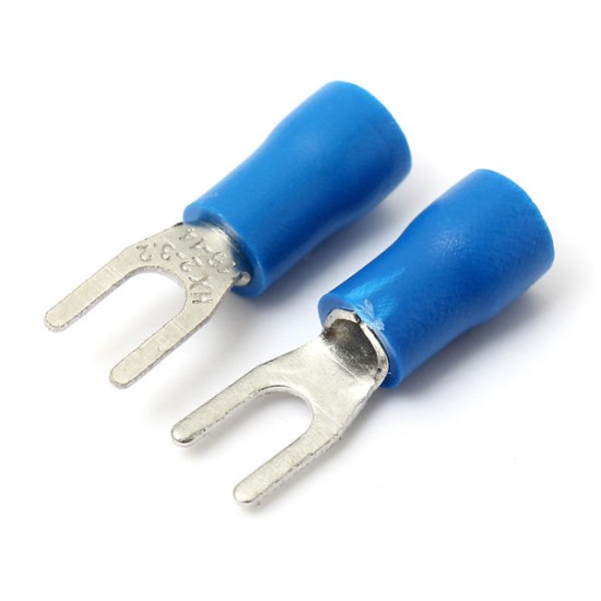 10PCS Blue Insulated Fork Wire Connector Electrical Crimp Terminal 16-14AWG