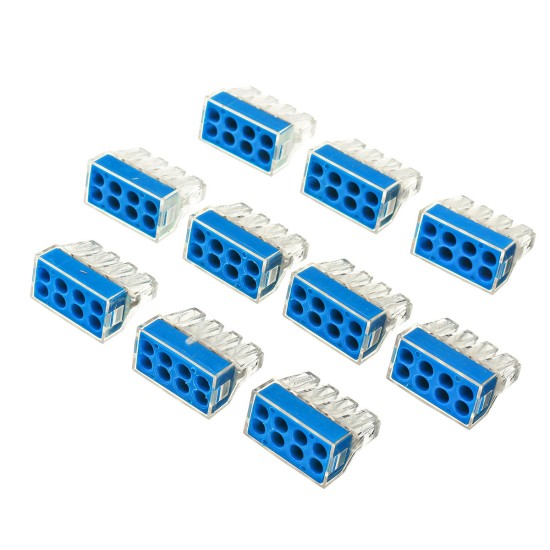 10Pcs 8 Holes Universal Compact Terminal Block Electric Cable Wire Connector