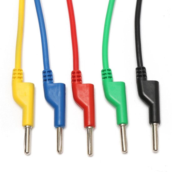 5Pcs 5 Colors Silicone Banana to Banana Plugs Test Probe Leads Cable
