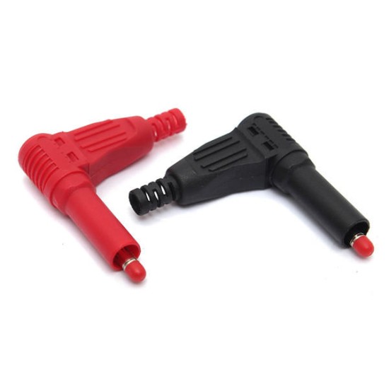 High Pressure 4mm Banana Right Angle Plug Cable Solder Connector Black and Red