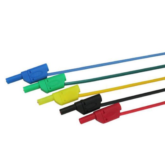 P1050 5Pcs 5 Colours 1M 4mm Banana to Banana Plug Soft Silicone Test Cable Lead for Multimeter