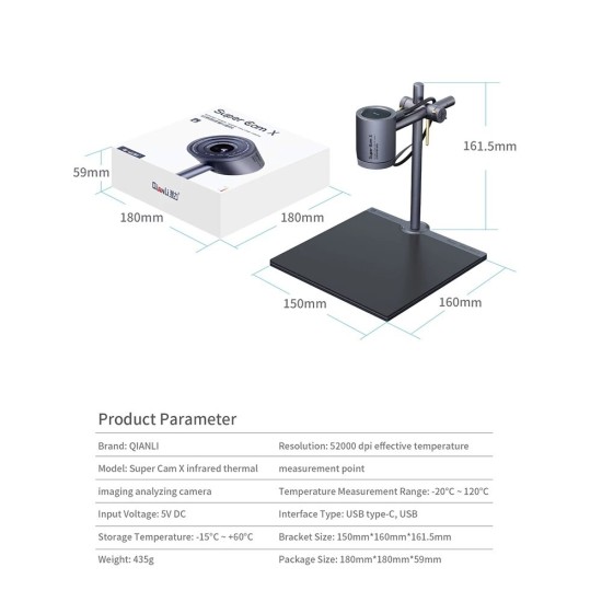 Super Cam X 3D Infrared Thermal Imager Camera -20℃~120℃ Mobile Phone PCB Troubleshoot Motherboard Repair Fault Diagnosis Instrument