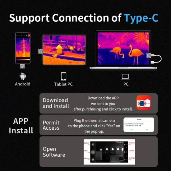 T2L Thermal Imager 256x192 Camera Infrared Thermometer Imager Industrial Detection Imaging Camera for Mobile Phone Android