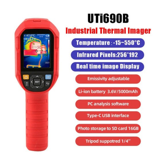 UNi690B 256*192 Pixel Infrared Thermal Imager -15~550°C Industrial Thermal Imaging Camera Handheld USB Infrared Thermometer