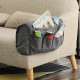 2Pcs/Set Armrest Cover W/ 6 Pockets Linen Anti-Slip Sofa Armrest Cover Protector