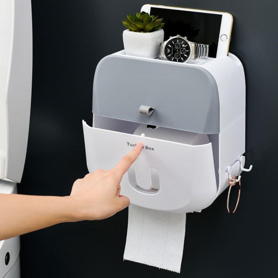 3 Colors Toilet Tray Roll Paper Tissue Holder Waterproof Wall Mounted Storage Box Shelf