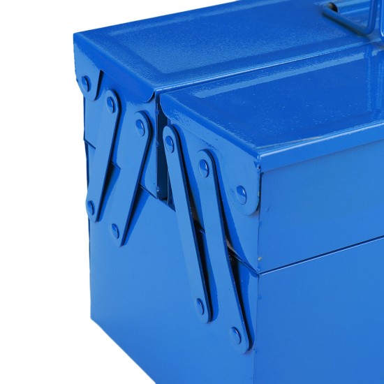 1PCS Blue Double-layer Iron Toolbox Double-layer Iron Toolbox Portable Folding Toolbox Household Storage Box