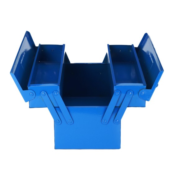 1PCS Blue Double-layer Iron Toolbox Double-layer Iron Toolbox Portable Folding Toolbox Household Storage Box