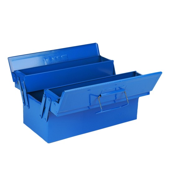 1PCS Blue Double-layer Iron Toolbox Double-layer Iron Toolbox Portable Folding Toolbox Household Storage Box