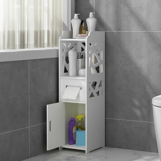 22x24x80cm Bathroom Floor Standing Storage Cabinet Washbasin Shower Corner Shelf