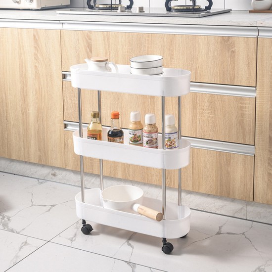 3/4 Layers Slim Storage Cart Mobile Shelving Unit Organizer Slide Out Storage Rolling Utility Cart Racks For Kitchen Bathroom