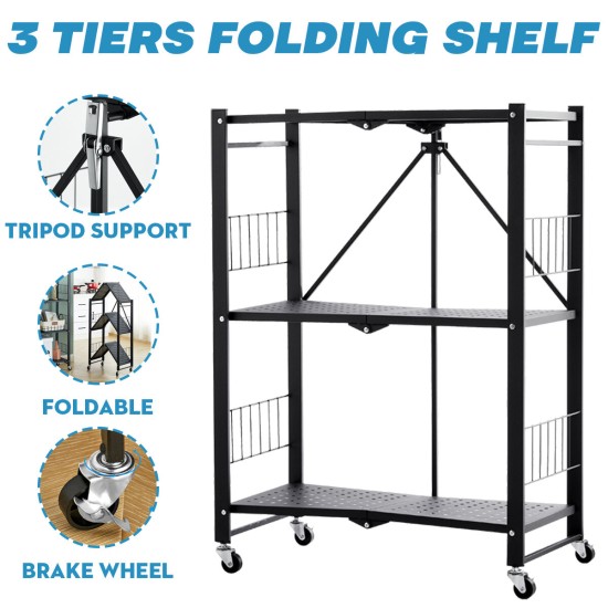 Installation-free Folding Kitchen Racks Floor-to-ceiling Multi-layer Kitchen Storage Racks Movable Racks