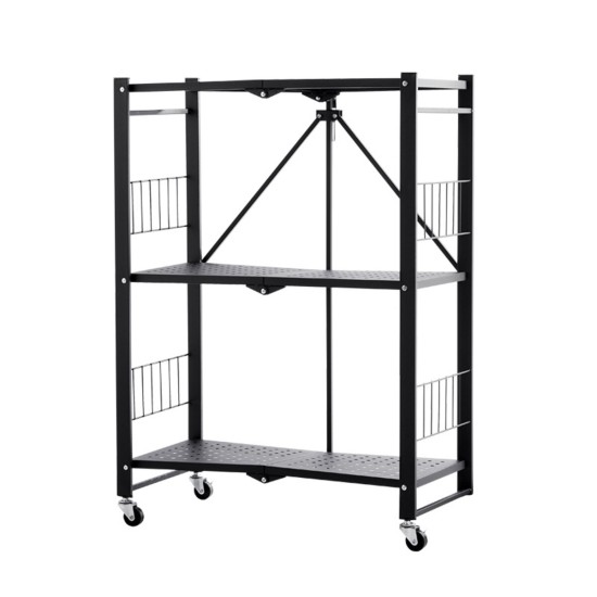 Installation-free Folding Kitchen Racks Floor-to-ceiling Multi-layer Kitchen Storage Racks Movable Racks