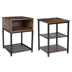 Nightstands 23-Tier Side Table with Adjustable ShelfIndustrial End Table for Small Space in Living RoomBedroom BalconyStable Metal FrameRustic Brown Nightstands 23-Tier Side Table with Adjustable ShelfIndustrial End Table for Small Space in Living RoomBedroom BalconyStable Metal FrameRustic Brown