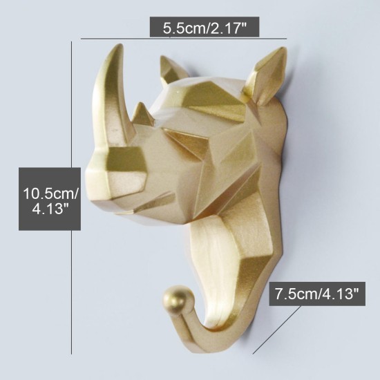 Simple 3D Coat Hook Holder Creative Animals Head Hanger Wall Mounted Craft