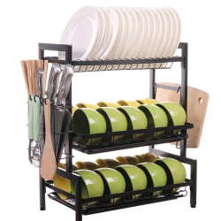 Three-tier Kitchen Multi-function Storage Rack and Dish Rack Storage Cabinet Three-tier Kitchen Multi-function Storage Rack and Dish Rack Storage Cabinet