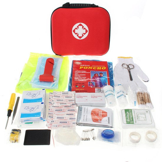 238PCS Red First-Aid Kit 38 Kinds 238 Components Emergency Kit Outdoor Vehicle Emergency Kit EVA Red Kit