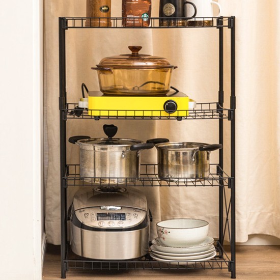 3/4 Kitchen Storage Rack Floor Multi-layer Storage Rack Household Steel Frame Basket Storage Rack Shelf