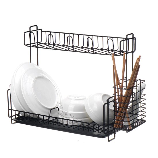 Dish Drainer Kitchen Drying Drain Shelf Sink Holder Cup Bowl Storage Home Basket Stand