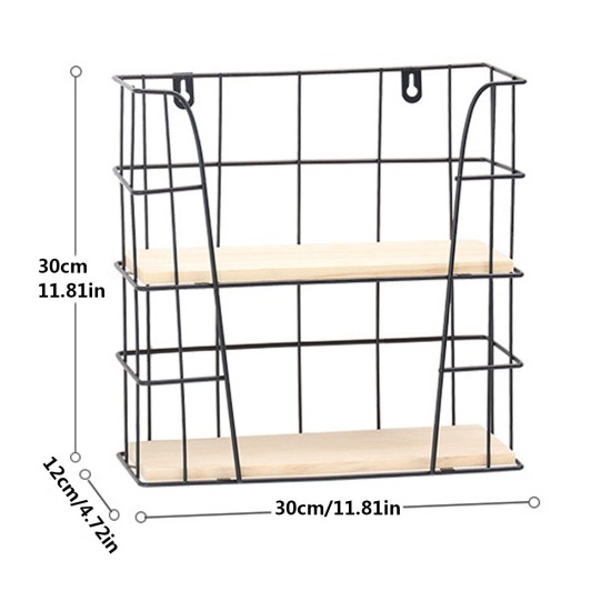 Hand-made Iron Wall Vintage Industrial Style Simple Furniture Double Wall Shelf