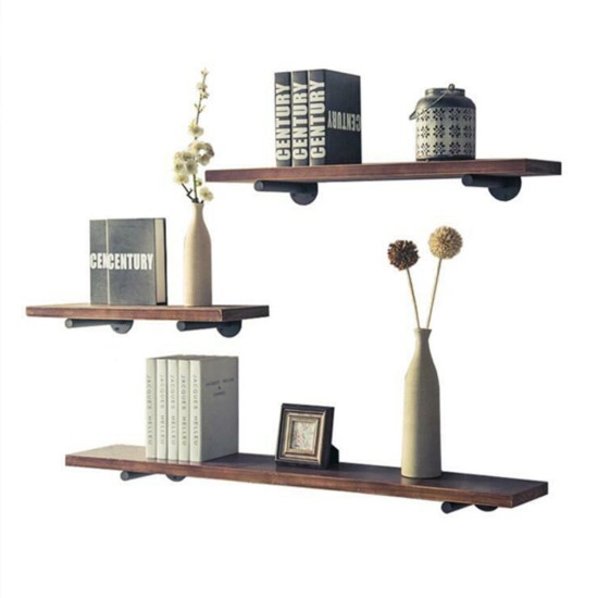 Iron Pipe Shelf Retro Design Black Iron Pipe Wall Mount Shelf Shelving Tool