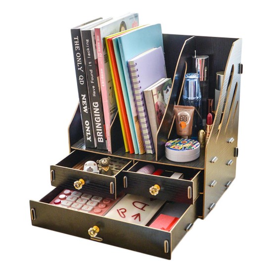 Office Supplies Desktop Storage Box Drawer Type Book Stand Creative Bookshelf Documents and Materials Rack Stationery Shelf Desktop Organizer