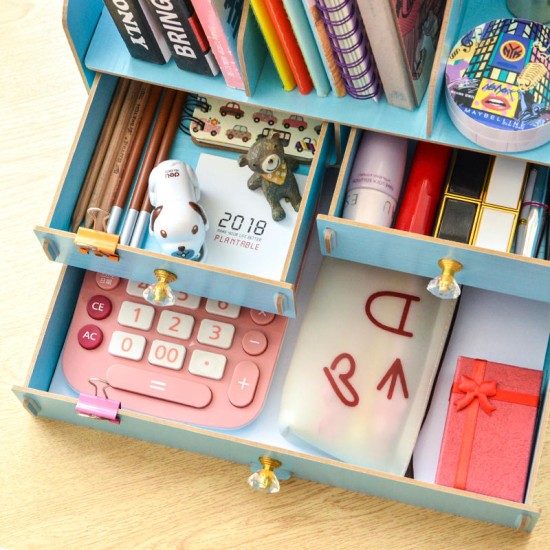 Office Supplies Desktop Storage Box Drawer Type Book Stand Creative Bookshelf Documents and Materials Rack Stationery Shelf Desktop Organizer