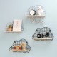 Wall Mounted Shelf Metal Wire Rack Storage Unit With Hooks Key Basket Hanger