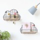 Wall Mounted Shelf Metal Wire Rack Storage Unit With Hooks Key Basket Hanger