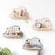 Wall Mounted Shelf Metal Wire Rack Storage Unit With Hooks Key Basket Hanger