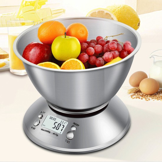 Digital Kitchen Scale LCD Display Stainless Steel Baking High Precision Removable Kitchen Scale