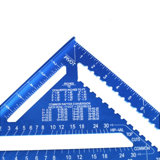 Angle Ruler 7/12 inch Metric Aluminum Alloy Triangular Measuring Ruler Woodwork Speed Square Triangle Angle Protractor