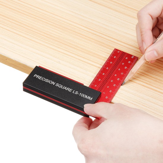 100mm/4Inch Aluminum Alloy Woodworking Ruler Precision Square Guaranteed T Speed Measurements Ruler for Measuring