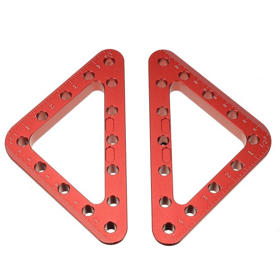 2 Set Metric/Imperial 45/90 ° 120mmx120mm Aluminum Alloy Woodworking Positioning Ruler Set Installation Fixing Clip Clamping Square Measuring Tool