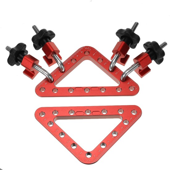 2 Set Metric/Imperial 45/90 ° 120mmx120mm Aluminum Alloy Woodworking Positioning Ruler Set Installation Fixing Clip Clamping Square Measuring Tool