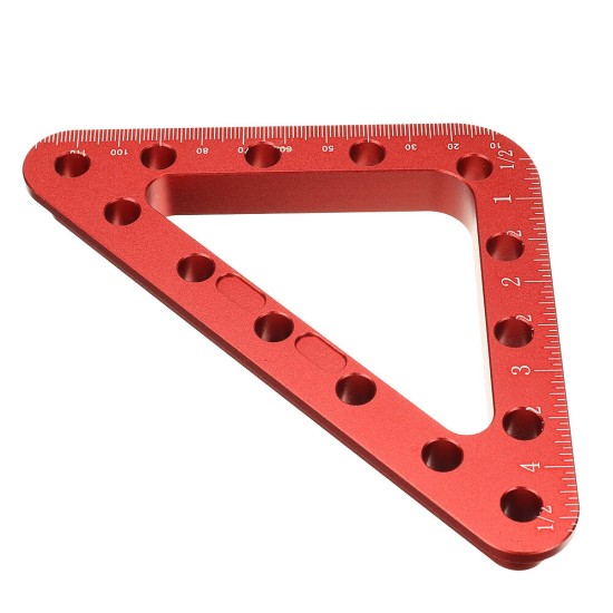 2 Set Metric/Imperial 45/90 ° 120mmx120mm Aluminum Alloy Woodworking Positioning Ruler Set Installation Fixing Clip Clamping Square Measuring Tool