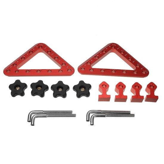 2 Set Metric/Imperial 45/90 ° 120mmx120mm Aluminum Alloy Woodworking Positioning Ruler Set Installation Fixing Clip Clamping Square Measuring Tool