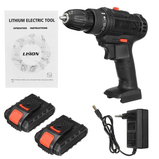 21V 2 Speed Household Lithium Battery Cordless Drill Driver Power Drill Electric Drill With Battery