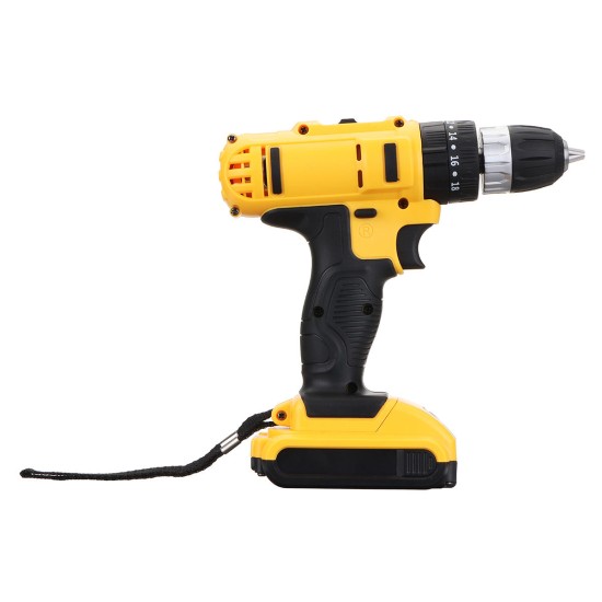 21V Cordless Drill Driver 18+3 Torque Multi-functional Household Electric Screwdriver W/ 1500mAh Li-ion Battery