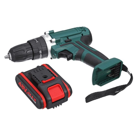 48V 2 Speed Power Drills Cordless Electric Drill 6500mAh 25+3 Torque Drilling Tool