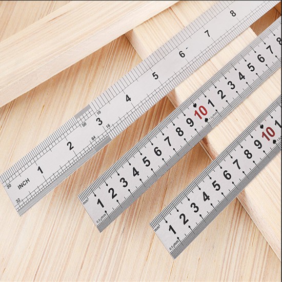 150-1200mm Thickened Stainless Steel Ruler with Metric and Inch Scales Woodworking Scriber Measuring Tool