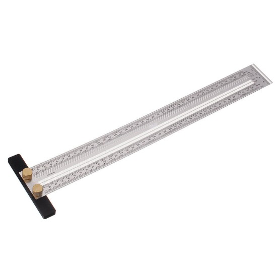 200/300/400mm Stainless Steel Precision Marking T Ruler Hole Positioning Measuring Ruler Woodworking Scriber Scribing Tool