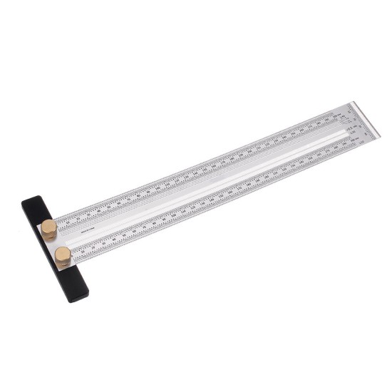 200/300/400mm Stainless Steel Precision Marking T Ruler Hole Positioning Measuring Ruler Woodworking Scriber Scribing Tool