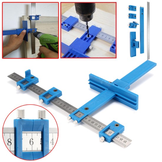 Upgrade Inch/mm Drill Guide Sleeve Cabinet Hardware Jig Wood Drilling Dowelling Tool