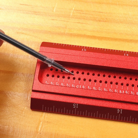 TS Imperial 12 to 30 Inch Aluminum Alloy Precision Woodworking Scriber Positioning Marking T Ruler 1/16 Inch Per Hole