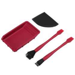 4Pcs Silicone Glue Kit Wide/Narrow Brush with Flat Scraper and Glue Tray Woodworking Gluing Kit Set 4Pcs Silicone Glue Kit Wide/Narrow Brush with Flat Scraper and Glue Tray Woodworking Gluing Kit Set
